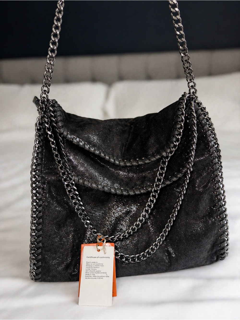 AUOBAG | NWT Black Chain Trim Shoulder Bag | Falabella Style
